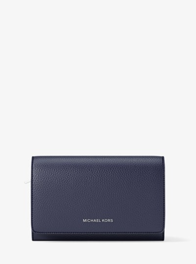 Jet Set Large Pebbled Leather Wallet in DRESS BLUES | Michael Kors