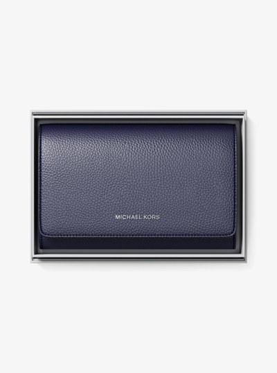 Jet Set Large Pebbled Leather Wallet in DRESS BLUES | Michael Kors