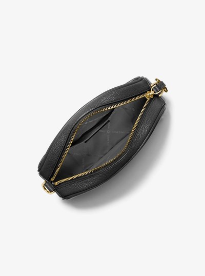 Jet Set Small Pebbled Leather Convertible Camera Bag in BLACK | Michael Kors