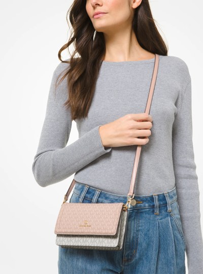 Jet Set Small Two-Tone Logo Smartphone Crossbody Bag in BALLET MULTI | Michael Kors