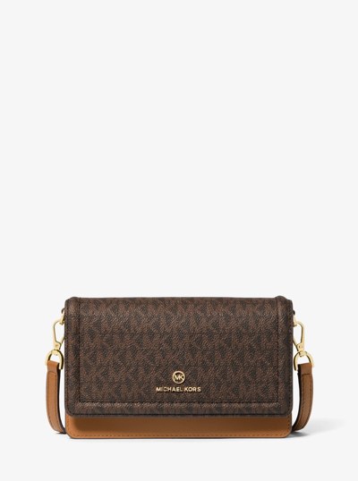 Jet Set Small Logo Smartphone Convertible Crossbody Bag in BRN/ACORN | Michael Kors