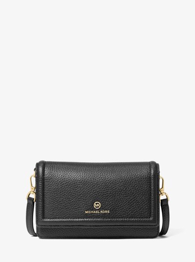 Jet Set Small Pebbled Leather Smartphone Convertible Crossbody Bag in BLACK | Michael Kors