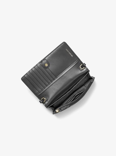 Jet Set Small Pebbled Leather Smartphone Convertible Crossbody Bag in BLACK | Michael Kors