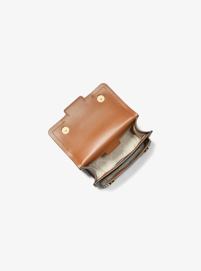 Heather Extra-Small Logo Crossbody Bag in BRN/ACORN | Michael Kors