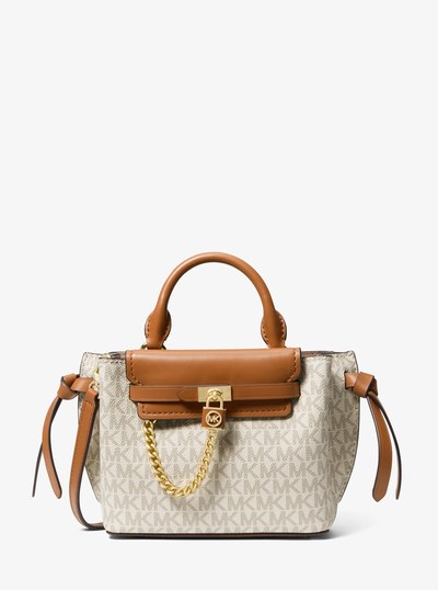 Hamilton Legacy Extra-Small Logo Belted Satchel in VANILLA/ACORN | Michael Kors