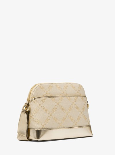 Jet Set Large Metallic Empire Logo Jacquard Dome Crossbody Bag