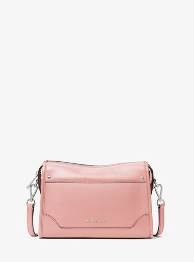 Harrison Large Leather Crossbody Bag in PINK | Michael Kors