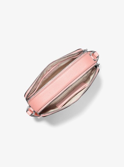 Jet Set Small Pebbled Leather Double-Zip Camera Bag in PINK | Michael Kors