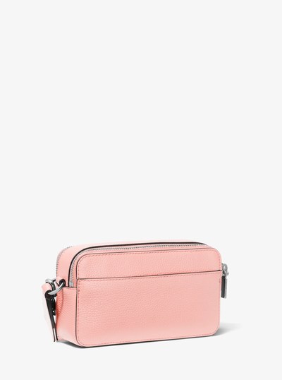 Jet Set Small Pebbled Leather Double-Zip Camera Bag in PINK | Michael Kors
