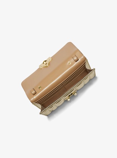 Tribeca Metallic Leather Convertible Crossbody Bag in PALE GOLD | Michael Kors