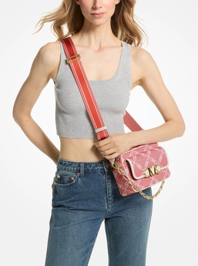 Parker Medium Empire Logo Jacquard Crossbody Bag in SPICED CORAL | Michael Kors