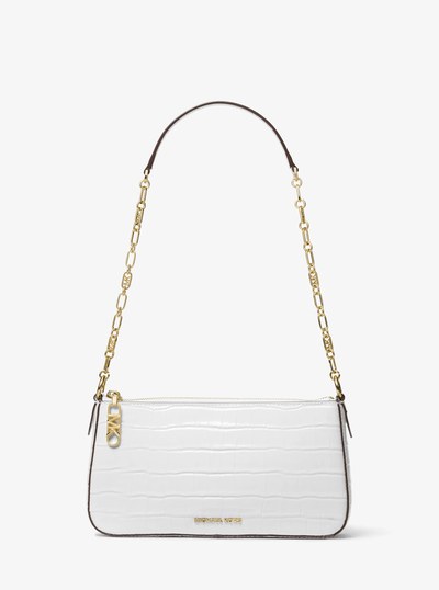 Empire Medium Crocodile Embossed Leather Chain-Link Shoulder Bag