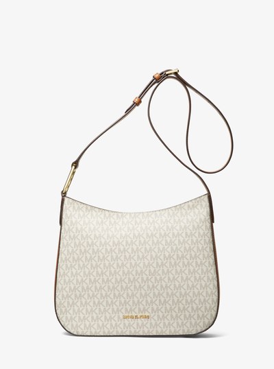 Kensington Large Signature Logo Crossbody Bag in VANILLA/ACORN | Michael Kors