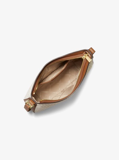 Kensington Large Signature Logo Crossbody Bag in VANILLA/ACORN | Michael Kors