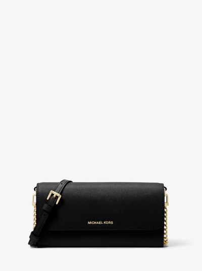 Jet Set Large Saffiano Leather Convertible Crossbody Bag in BLACK | Michael Kors