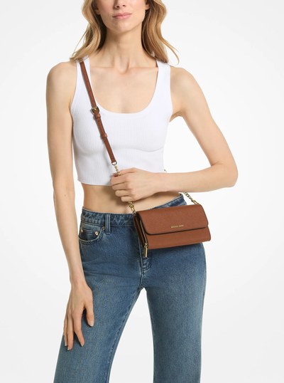 Jet Set Large Saffiano Leather Convertible Crossbody Bag in LUGGAGE | Michael Kors