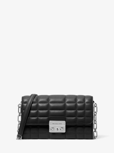 Tribeca Leather Convertible Crossbody Bag in BLACK | Michael Kors