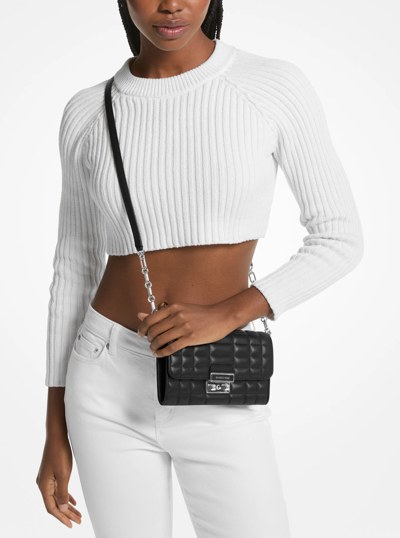 Tribeca Leather Convertible Crossbody Bag in BLACK | Michael Kors
