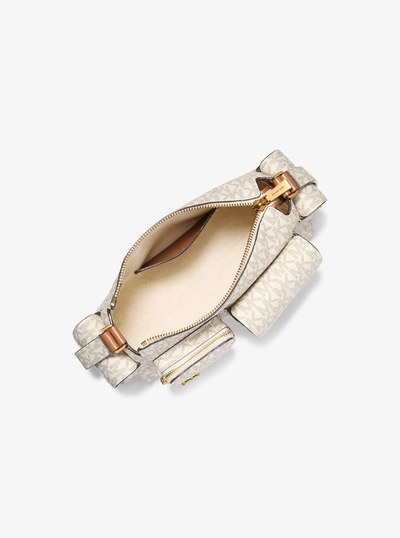 Dakota Small Signature Logo Shoulder Bag in VANILLA/ACORN | Michael Kors