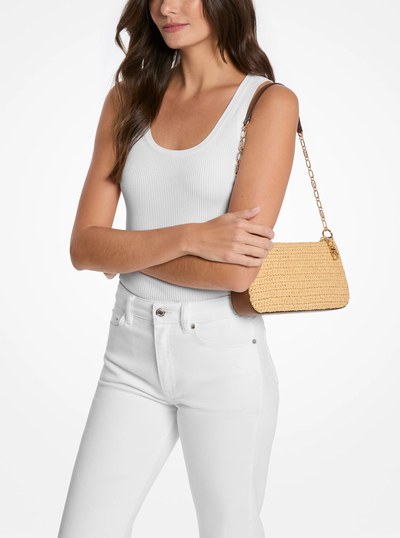 Empire Medium Hand-Crocheted Straw Chain-Link Pochette