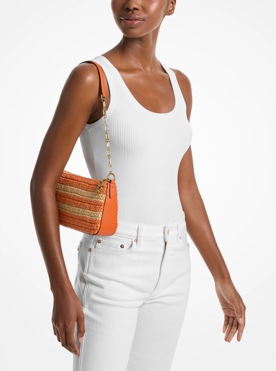 Empire Medium Hand-Crocheted Straw Chain-Link Pochette