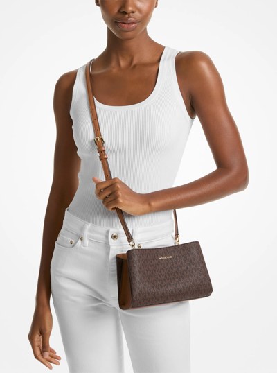 Ruthie Small Signature Logo Crossbody in BRN/ACORN | Michael Kors