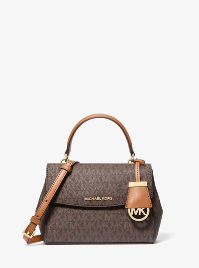 Ava Extra-Small Signature Logo Crossbody Bag in BRN/ACORN | Michael Kors