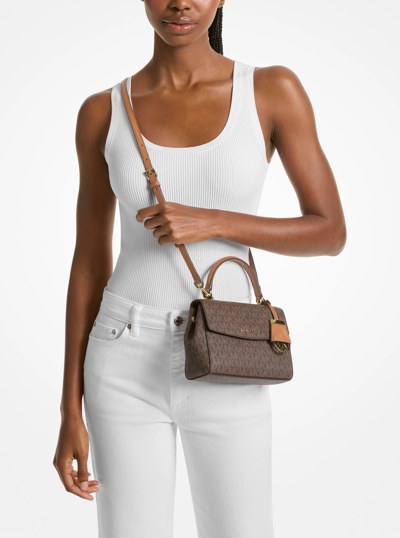Ava Extra-Small Signature Logo Crossbody Bag in BRN/ACORN | Michael Kors