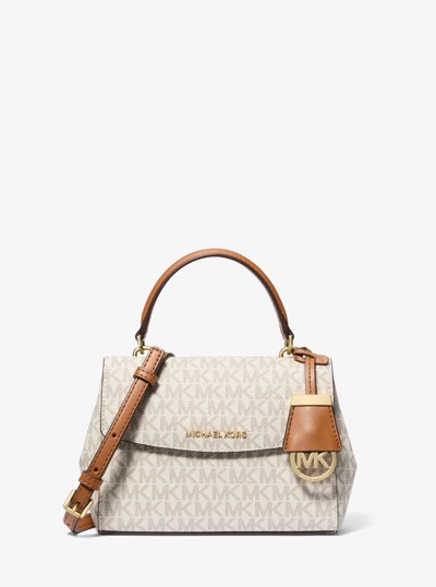 Ava Extra-Small Signature Logo Crossbody Bag in VANILLA/ACORN | Michael Kors
