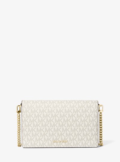 Jet Set Medium Signature Logo Crossbody Bag in VANILLA/ACORN | Michael Kors