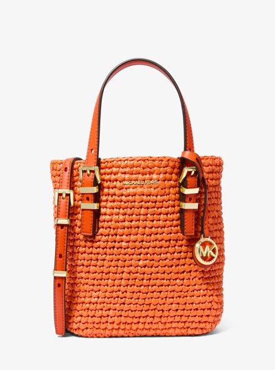 Quinn Extra-Small Crocheted Straw Crossbody Bag in ORANGE PUNCH | Michael Kors