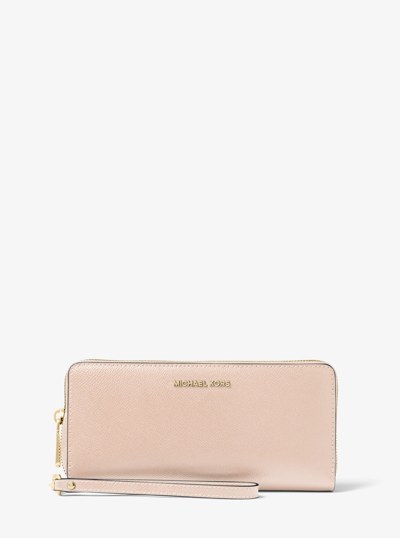 Bolso de mu&ntilde;eca continental de piel in ROSA CLARO | Michael Kors