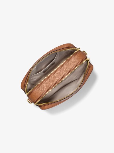 Bryant Medium Pebbled Leather Camera Crossbody Bag in LUGGAGE | Michael Kors