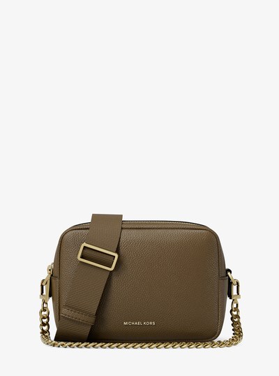 Bryant Medium Pebbled Leather Camera Crossbody Bag in LODEN | Michael Kors