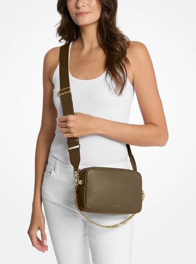 Bryant Medium Pebbled Leather Camera Crossbody Bag in LODEN | Michael Kors