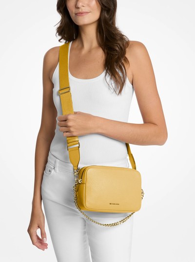 Bryant Medium Pebbled Leather Camera Crossbody Bag in CHARTREUSE | Michael Kors