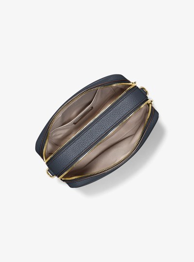 Bryant Medium Pebbled Leather Camera Crossbody Bag in NAVY | Michael Kors