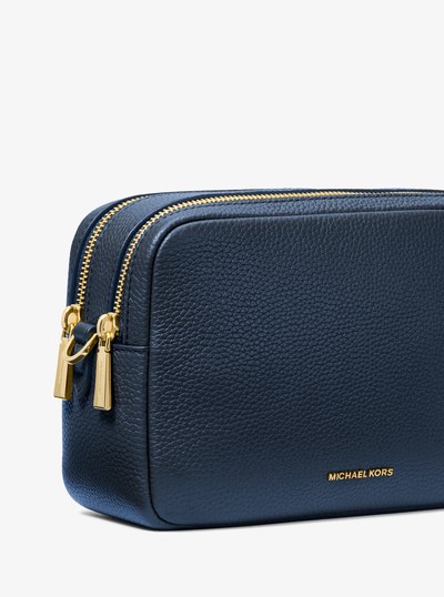 Bryant Medium Pebbled Leather Camera Crossbody Bag in NAVY | Michael Kors