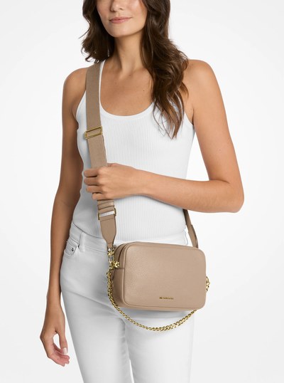 Bryant Medium Pebbled Leather Camera Crossbody Bag in BIRCH | Michael Kors