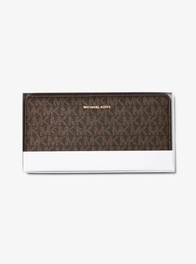 Bryant Large Signature Logo Snap-Front Wallet in BRN/ACORN | Michael Kors