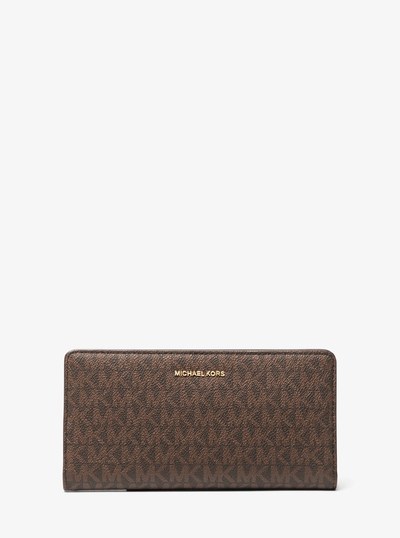 Bryant Large Signature Logo Snap-Front Wallet in BROWN/BLK | Michael Kors