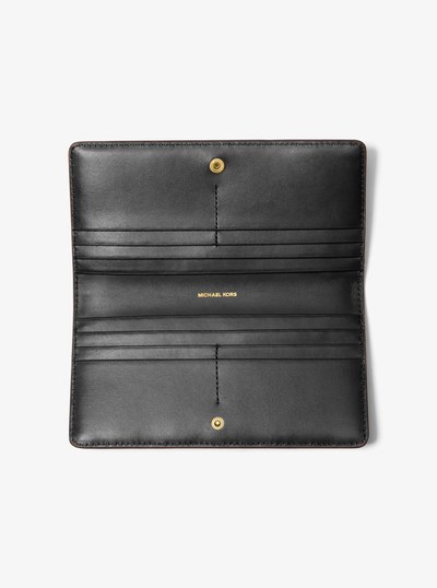 Bryant Large Signature Logo Snap-Front Wallet in BROWN/BLK | Michael Kors