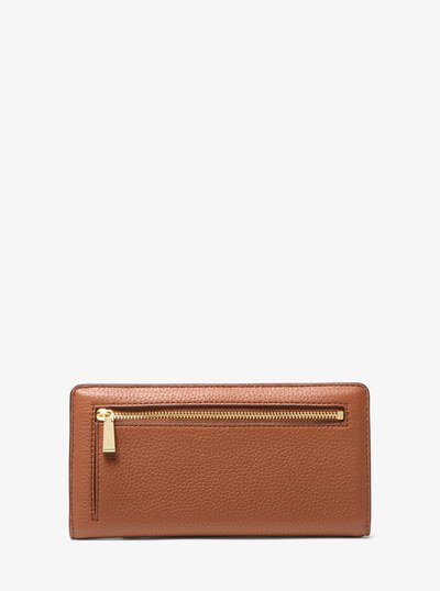 Bryant Large Pebbled Leather Snap-Front Wallet in LUGGAGE | Michael Kors