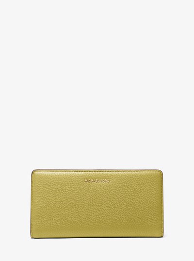 Bryant Large Pebbled Leather Snap-Front Wallet in APPLE | Michael Kors