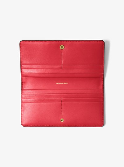 Bryant Large Pebbled Leather Snap-Front Wallet in CRIMSON | Michael Kors