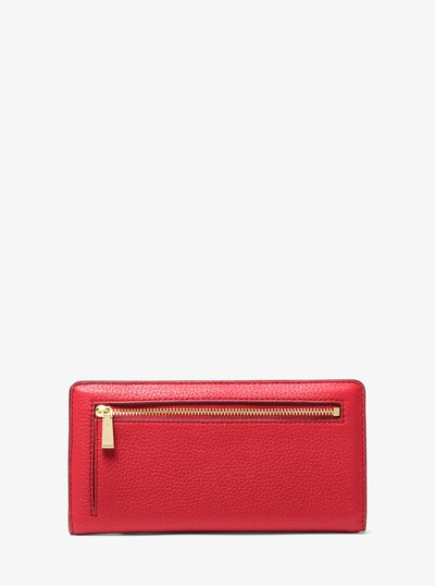 Bryant Large Pebbled Leather Snap-Front Wallet in CRIMSON | Michael Kors