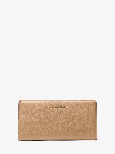 Bryant Large Pebbled Leather Snap-Front Wallet in HUSK | Michael Kors