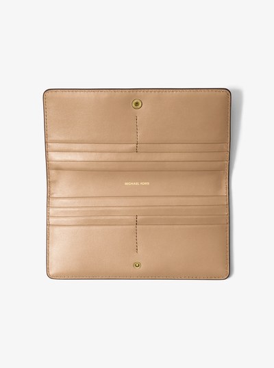 Bryant Large Pebbled Leather Snap-Front Wallet in HUSK | Michael Kors