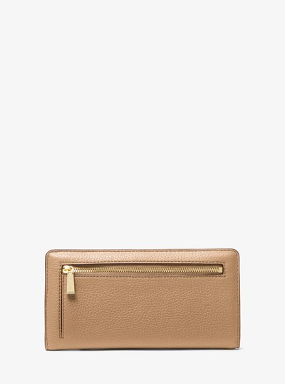 Bryant Large Pebbled Leather Snap-Front Wallet in HUSK | Michael Kors