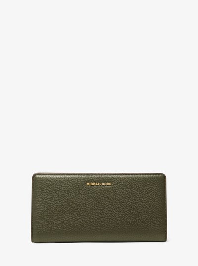 Bryant Large Pebbled Leather Snap-Front Wallet in IVY | Michael Kors